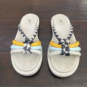 Fabi Women's Made In Italy Leather Cream Color Slide Sandals Size 6.5